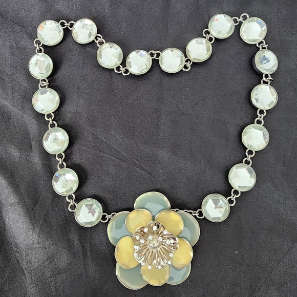Miu Miu Jewelry - Auth Miu Miu Crystal Flower Yellow and Pale Blue Necklace